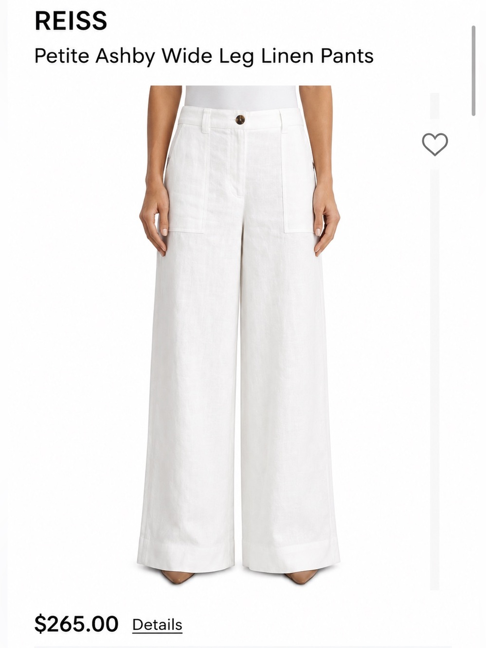 100%Linen REISS Ashby Petite Linen Petite Wide-Leg Trousers Size 4P